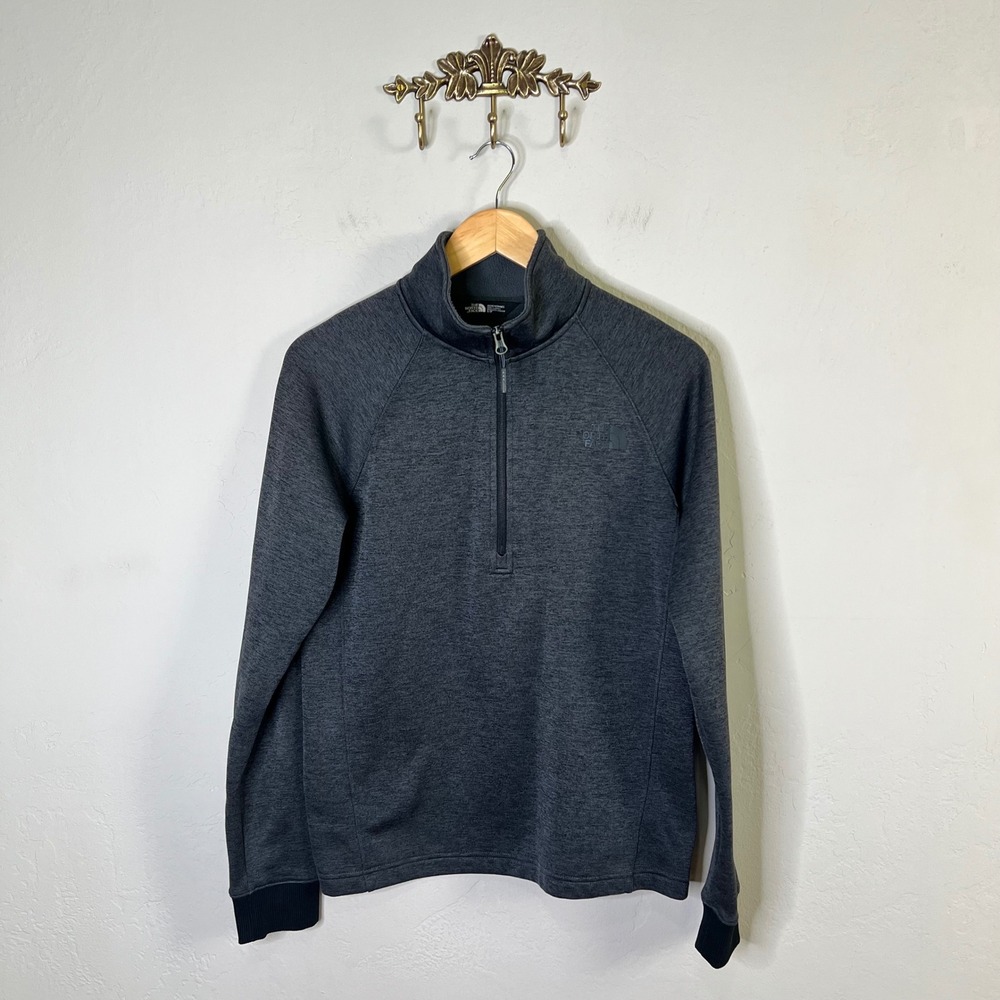 The North Face Pullover Quarter Zip Fleece Mens Size Small Dark Gray Heathered